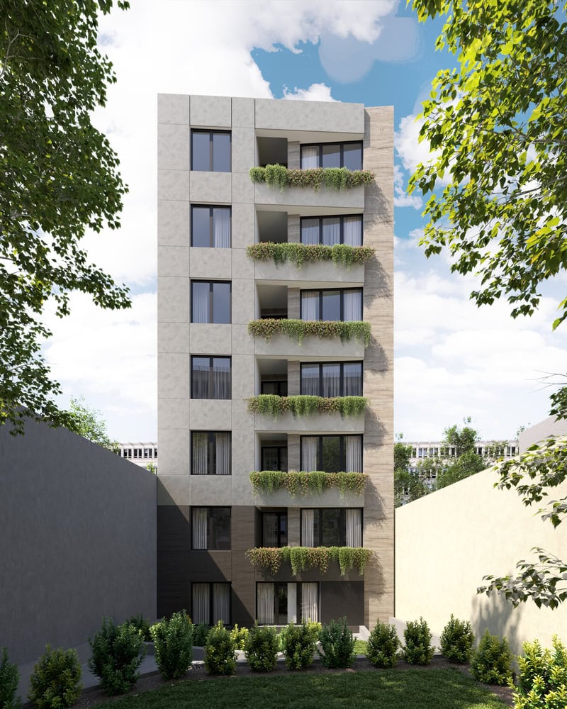 Dorćol Park novogradnja Visokog Stevana 50 Beograd, dvorišna fasada